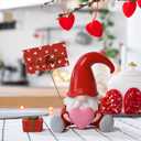 Smile Resin Figurines Set of 4 - Sweet Valentine's Day Gifts for Him Her, Gnome Heart, Customizable Love Card, Indoor Mantle Centerpieces Romantic Gift for Anniversary/Wedding