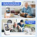 Room Monitors for Elderly Monitor with Camera And Audio, 2-Way Talk Baby Monitors for Elderly, Med Reminder and Temp Sensor Senior Monitor for Adult, No Wifi/App Caregivers Cameras for Senior