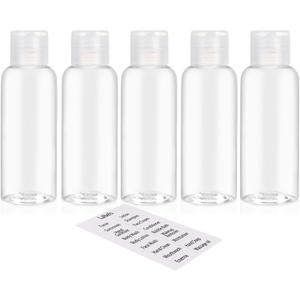 5 Pack 3.4oz Empty Plastic Travel Bottles for Toiletries TSA Approved Leak Proof Squeezable Travel Size Containers Travel Essentials Accessories, clear