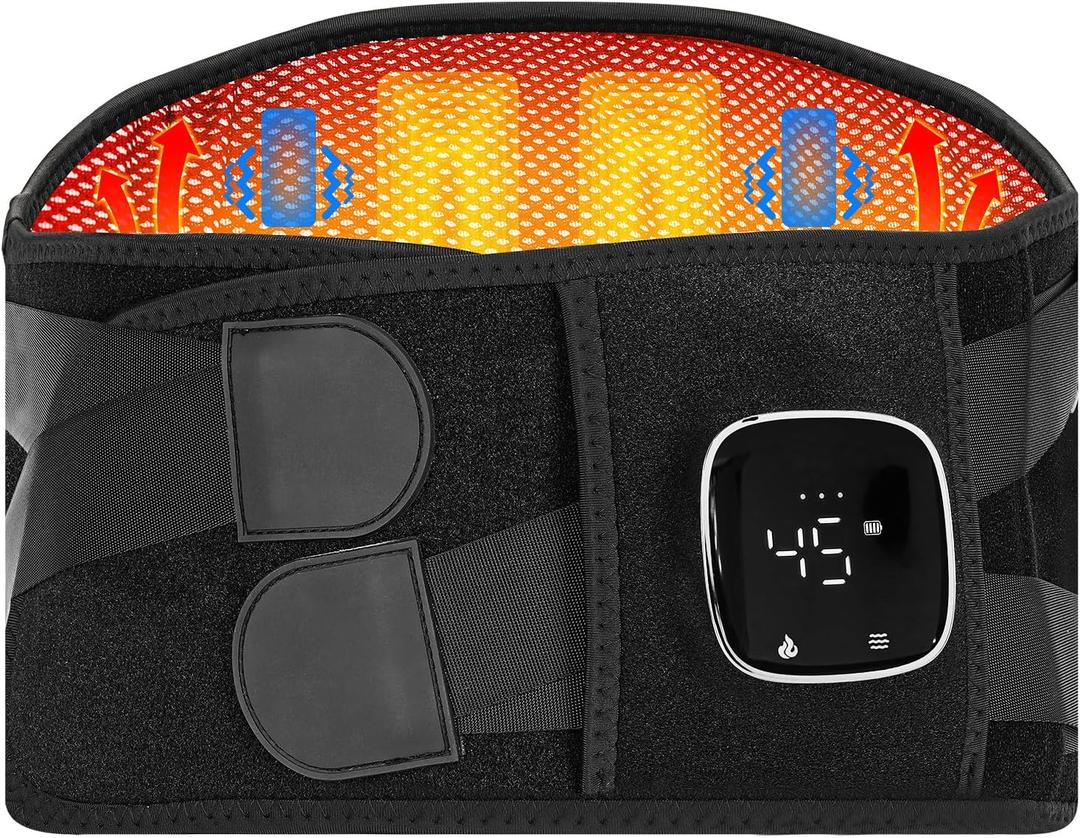 Cordless Heating Pad for Back, 60" Portable Heating Pad Lower Back Massager for Back Pain Relief,3 Heating Levels 5 Vibration Massage,Christmas Gifts for Women Men