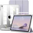 kenke Hybrid Case for iPad Air 11 Inch (M3) 2025 / (M2) 2024, iPad Air 5th/4th Gen 2022/2020 10.9 Inch with Pencil Holder, Detachable Cover with Clear Hard Back Shell, Auto Sleep/Wake, Light Purple