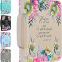 DEHITE Bible Cover Case for Women  Premium Fabric Bible Cases for Girls - Carrying Bag for Woman  Pen Slots  Zippered Pocket  Christian Floral Accessories - Large Holder
