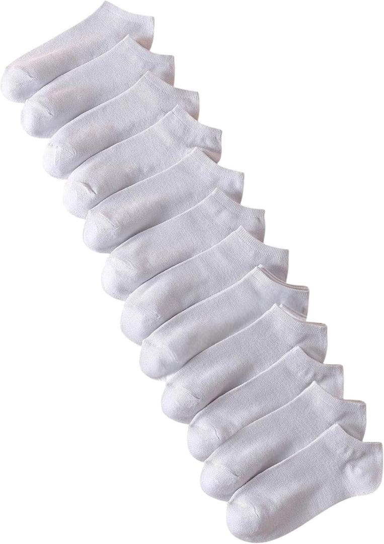Katia & Bony Cotton Ankle Socks, Athletic, White, 12 Pairs (White)
