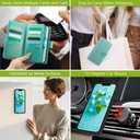 Varikke for iPhone 17e / iPhone 16e Wallet Case Detachable with RFID Blocking Card Holder for Women, Glitter PU Leather Wrist Strap Strong Magnetic Flip Wallet Removable Phone Case 6.1", Mint Green
