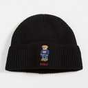 POLO RALPH LAUREN Men's Solid Denim Bear Beanie (Black)