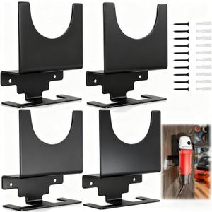 Tlence 4 Pack Angle Grinder Holder, Wall Mount Bracket for 5 inch Grinder, Polisher Storage Rack Stand with Cord Hook, Garage Tool Hanger for Angle Grinders Impact Wrench Cutters Waxing Machines