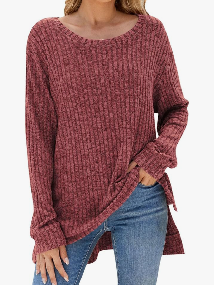 Long Sleeve Sweaters Women's 2024 Fall Winter Fashion Loose Fit Long Sweatshirts for Women Women's Knitted Blouses,Size XL