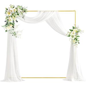 6.6 FT X 6.6 FT Wedding Arches Balloon Arch Stand, Square Backdrop Stand, Square Balloon Arch Stand for Ceremony Wedding Party Birthday Baby Shower Anniversary Arbor Balloons Decor (Bright Golden Color)