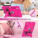 CCMAO Case for iPad 11-inch (A16) 2025/ iPad 10th Generation 2022 (10.9 Inch) with Durable Kickstand, Pencil Holder, Hybrid Heavy Duty Shockproof Protective Case for iPad 11/10 Gen, Pink+Black