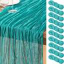 DeZerlor Teal Green Cheesecloth Table Runner 10 Pack Summer Table Runners Boho Gauze 120 Inches Cheese Cloth Table Decor for Wedding Bridal Baby Shower Parties