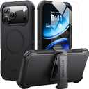 for iPhone 17 Pro Max Case 6.9" with Belt Clip Holster,Anti-Drop,Shockproof,Heavy Duty Protection,Compatible with MagSafe,w/Screen Protector,with 360Rotating Kickstand Black
