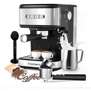 Espresso Machine 20 Bar, 2 in 1 Espresso Maker with Milk Frother Steam Wand for Latte and Cappuccino, Powder and Capsule Portafilter, 50oz Removable Water Tank Coffee Machine for Home-Silver