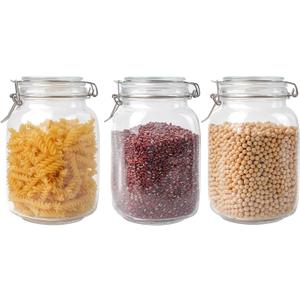 Glass Jars with Airtight Lid, Large Glass Food Storage Jars, 3 Pack Wide Mouth Airtight Glass Jars ffor Flour, Cereal, Coffee, Pasta and Canning(50 OZ)