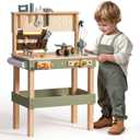 ROBOTIME Wooden Kids Tool Bench, Toddler Tool Bench - Toy Play Workbench Workshop with Tool Belt, Play Tools Set, Drawing Paper for Construction Play, Perfect for Kids Ages 3-5