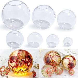 RESINWORLD Set of 4, 3", 2.5", 2", 1.7", 1.3", 0.9" Clear Silicone Sphere Molds, Large 3D Seamless Sphere Silicone Molds for Resin Casting, Round Ball Orbs Epoxy Resin Mold for Jewelry, Soap, Candle