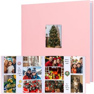 Photo Album 4x6 600 Photos with Writing Space,4 x 6 Photo Book Linen Cover with Front Window, 4x6 Picture Album 600 Photos Photo Album Book for Wedding Kids Travel Family Baby Pictures (Pink)