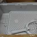 XXXXL Stainless Steel Litter Box with Lid,28.0" L 20" W 17" H Extra Large High Sided Cat Litter Box for Multi -Cats,Enclosed Metal Litter Box with Cat Scratcher and Scoop,Grey