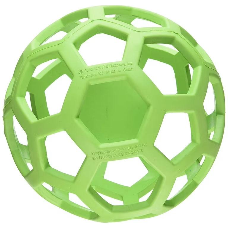 JW Pet Hol-ee Roller Dog Toy Puzzle Ball, Natural Rubber, Medium (4.5 Inch Diameter)