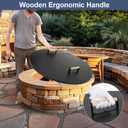 1MORE Fire Pit Lid Round 36" - Metal Firepits Cover with Wooden Handles for Patio Firepits,Rust Resistant 1.5mm Fire Pits Metal Lid, Firepits Accessory, Fire Pits Cover Round, All-season Protective