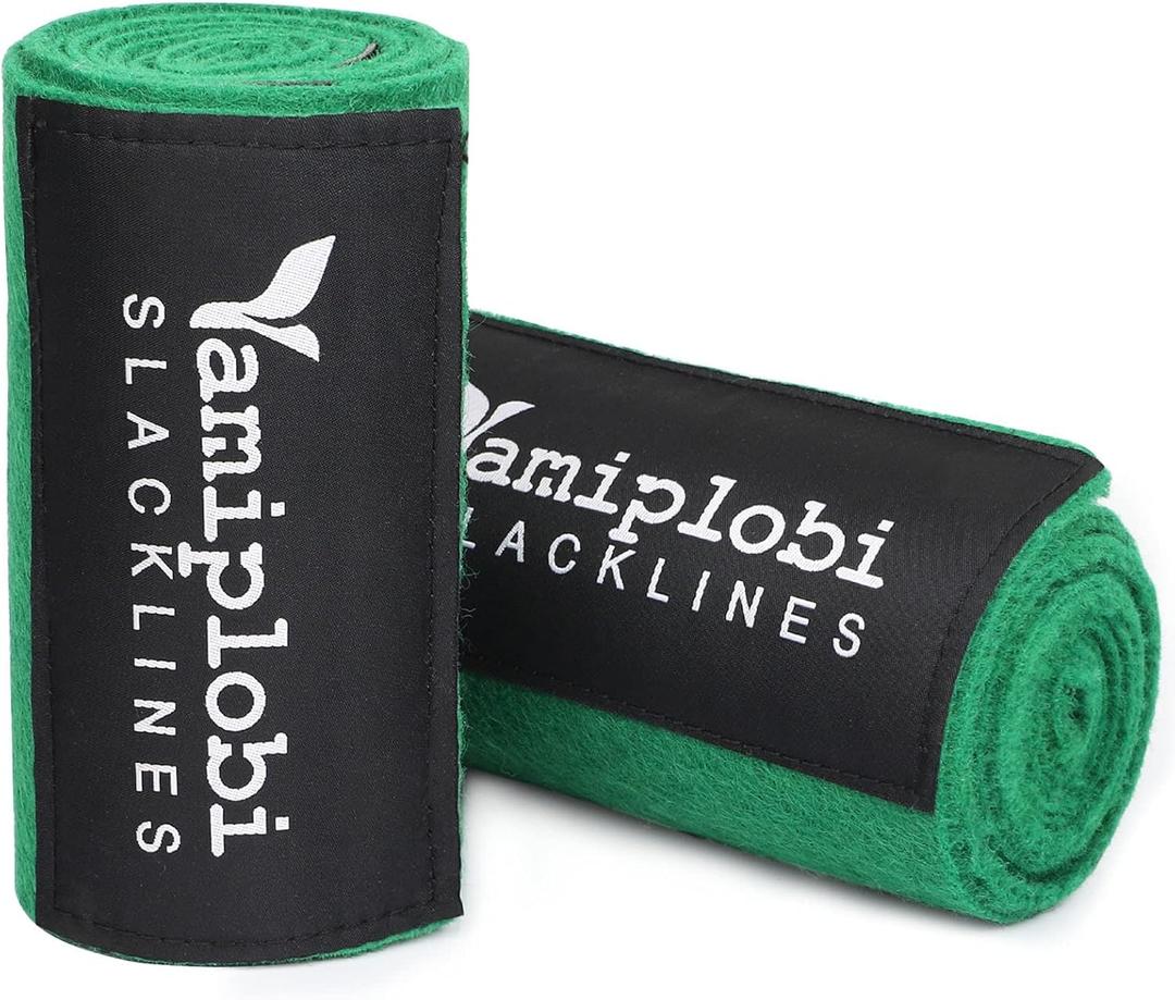 Tree Protector Kit for Slacklines - 60" x 6" Tree Guards - 2 Piece Non-Slip Felt Wraps with Anti-Slip Guide Straps - Perfect Outdoor Tree Wear for Ziplines Hammocks Slackline Rope - Green