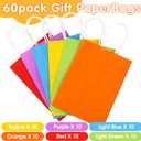 XPCARE 60Pcs Paper Gift Bags, 6.3"x3.15"x8.66" Kraft Paper Party Favor Bags Bulk Rainbow Goodie Bag Small Gift Bag with Handles for Kids Birthday Baby Shower Crafts Wedding Party Supplies (6 Colors)