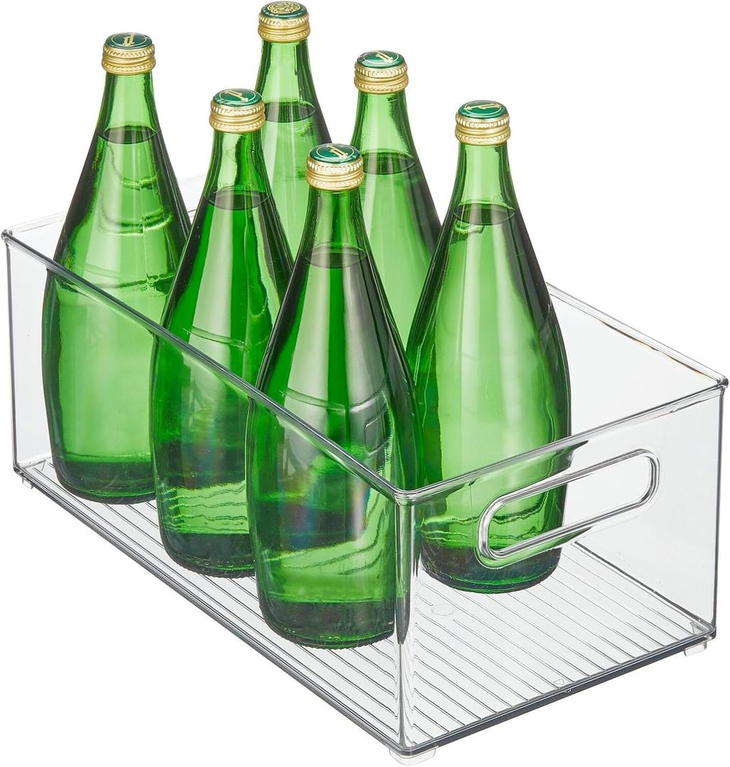 mDesign Deep Plastic Kitchen Storage Organizer Container Bin for Pantry, Cabinet, Cupboard, Shelves, Fridge, or Freezer - Holds Dry Goods, Sauces, Condiments, Drinks, Clear