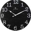 Lafocuse 12 Inch Silent Black Wall Clocks for Kitchen Living Room Decor, Wooden Rustic Wall Clock Battery Operated, Decorative Farmhouse Clock