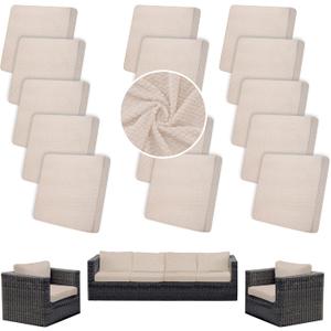 Outdoor Cushion Covers Set,14PCS Waterproof Patio Furniture Couch Seat Slipcovers, Replacement for Sofa Sectional Chair(CoverOnly) (Cream)
