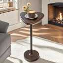 Drink Table for Small Spaces, Pedestal Side Table, Small Side Tables for Living Room, Cocktail Martini Tables with Metal Frame, Brown