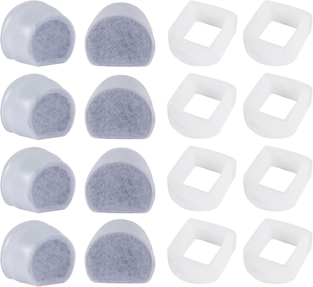 Cat Water Fountain Filter, Pre-Sponge Pet Fountain Filter & Replacement Carbon Filters Fit for Petsafe for Drinkwell Fountain-Gallon Avalon Pagoda Seascape Seaside Pet Fountains 8+8Pack