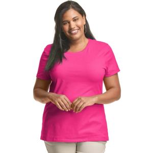 JUST My Size Womens Plus-Size Short Sleeve Crew Neck Tee (4X, Sizzling Pink)