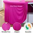 8 Pack Hot Pink Spandex Round Tablecloths for 60 inch Tables, Stretchy 120inch Fitted 5FT Round Table Cloths with Skirt for Wedding Party Dining Banquet