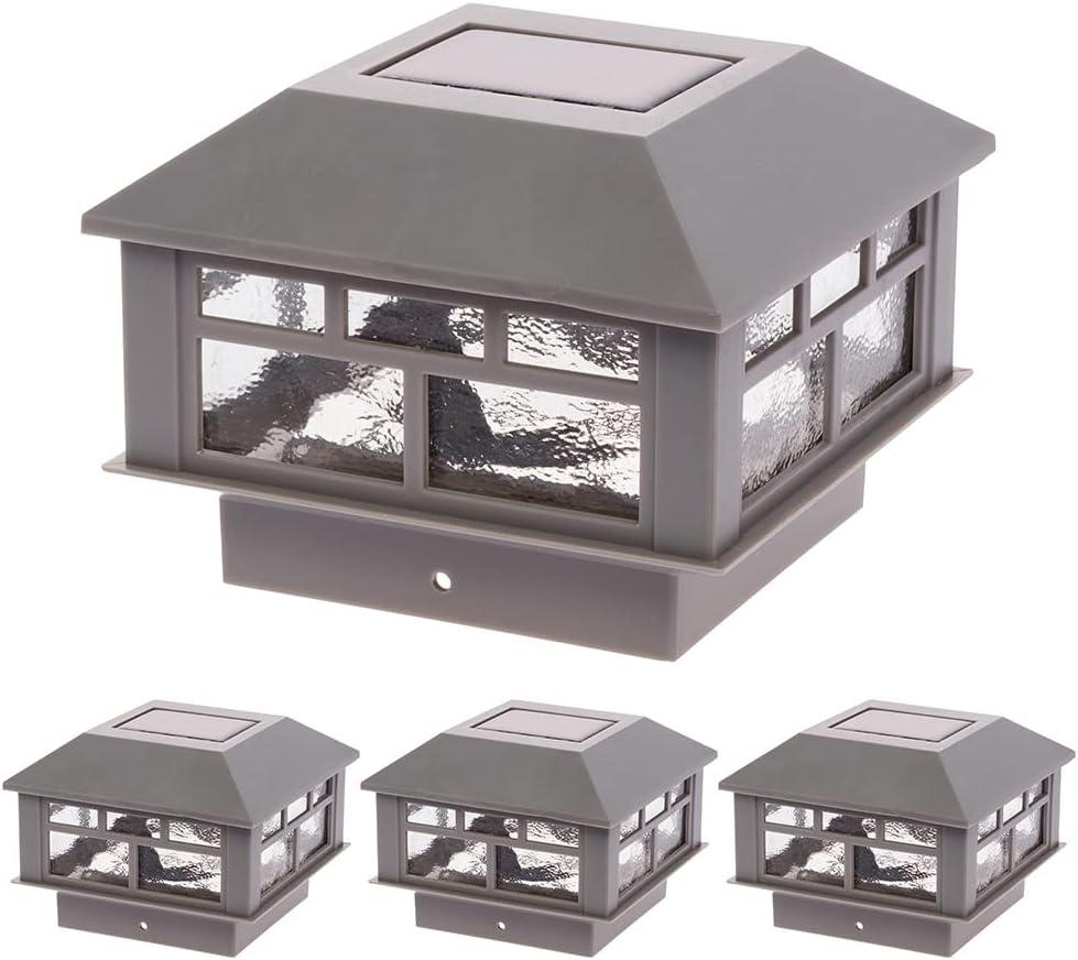 GreenLighting Modern Solar Post Cap Lights Fits 4x4 Wood, 4x4 & 5x5 PCV/Vinyl Outdoor Solar Powered Light, Fence Post, Landscaping, Deck, Garden- Bright LED, Waterproof Gray 4 Pack