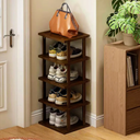 Vertical Shoe Rack  Tall Narrow Shoe Rack Organizer for Small Spaces,5 Tier Bamboo Shoen Shelf for Entryway,Closet,Corner,Doorway,Skinny Shoe Shelf Space Saving Shoe Storage,Free Stackable DIY, only the boards