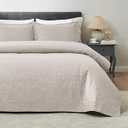 Hansleep Cream Quilt Queen Size - Baroque Ultrasonic Summer Bedspread Queen, Soft Lightweight Coverlet Bedding Set, 3 Pieces (1 Quilt, 2 Pillow Shams)