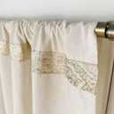 Cotton Linen Kitchen Valance Curtains with Shimmering Gold Embroidered Strip Modern Elegant 16 inches Neutral Farmhouse Short Valance for Window Treatment