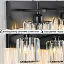 Black Crystal Bathroom Vanity Lights, Modern 2-Lights Bathroom Lighting Fixtures Over Mirror, Crystal Wall Lighting with Round Shade