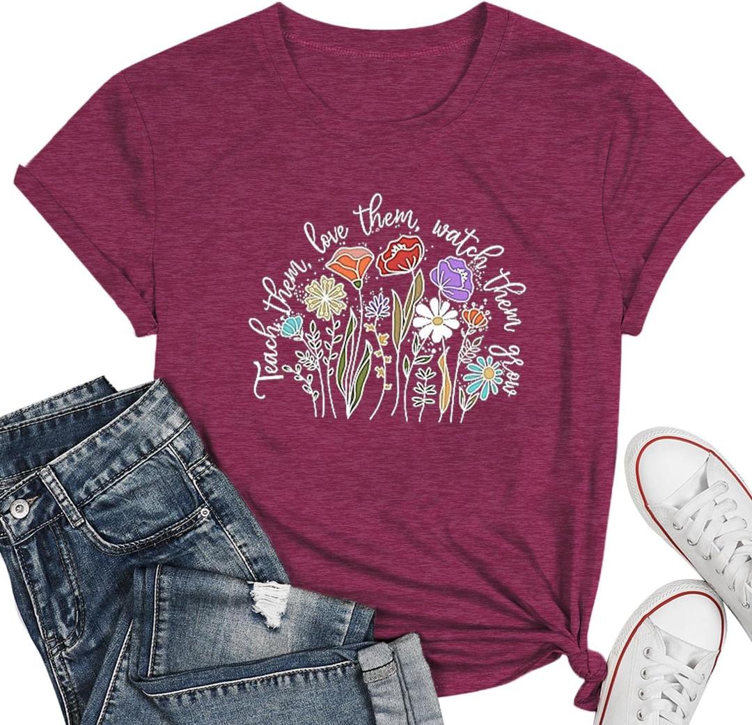Read Shirt for Women-Reading Rainbow Short Sleeve Reading Teacher Tee Cute Librarian Shirt (Small, 81-purple)