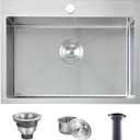 Comllen 22x18 Inch Drop in Kitchen Sink,16 Gauge Topmount RV Small Kitchen Bar Sinks,Stainless Steel Outdoor Prep Single Bowl Workstation Wet Bar Sink