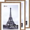 VCK 20x30 Frame 3 Pack - Brown Walnut, Natural Textured Solid Wood Poster Picture Frame, Wall Mounting Hanging