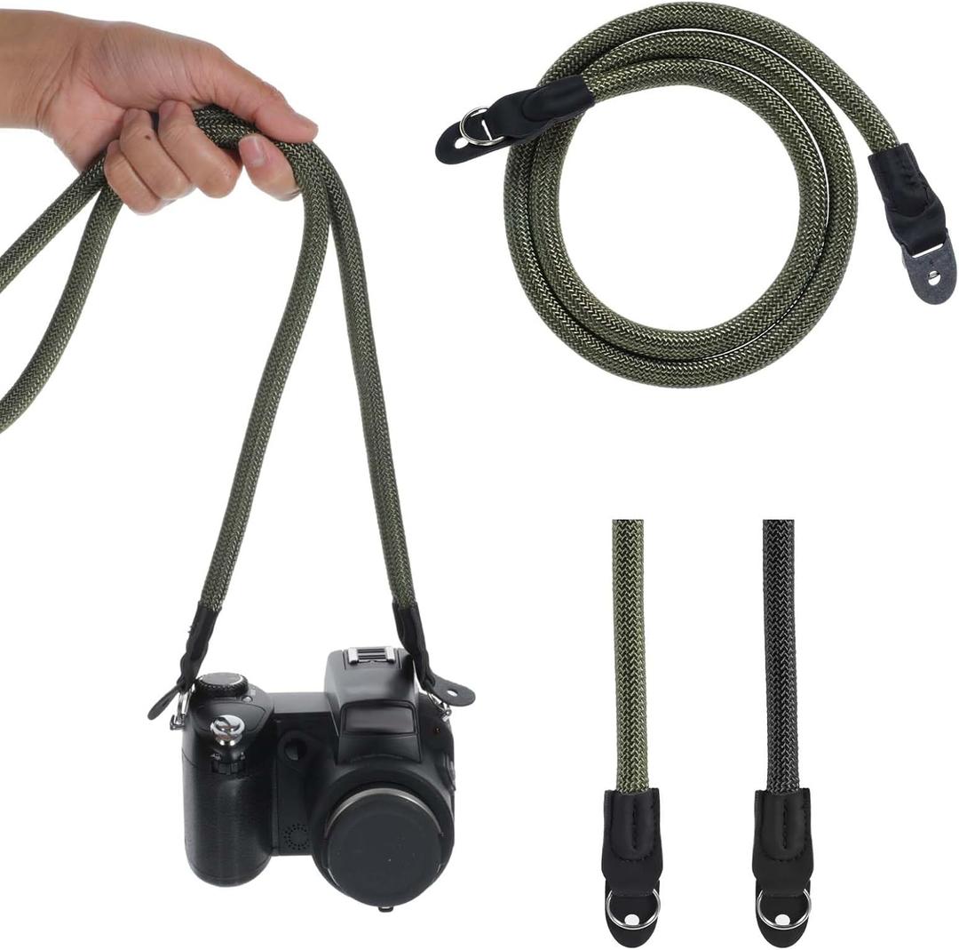Camera Strap Rope, 40 Inch Climbing Rope Camera Neck Strap Shoulder Wrist Straps for Mirrorless Micro Single Cameras (Green)