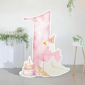 Croblissful One Silly Goose Party Decorations 1st Birthday Backdrop Duck Animal Background Prop for Birthday Baby Shower Party Supplies(Watercolor Pink,One Goose)