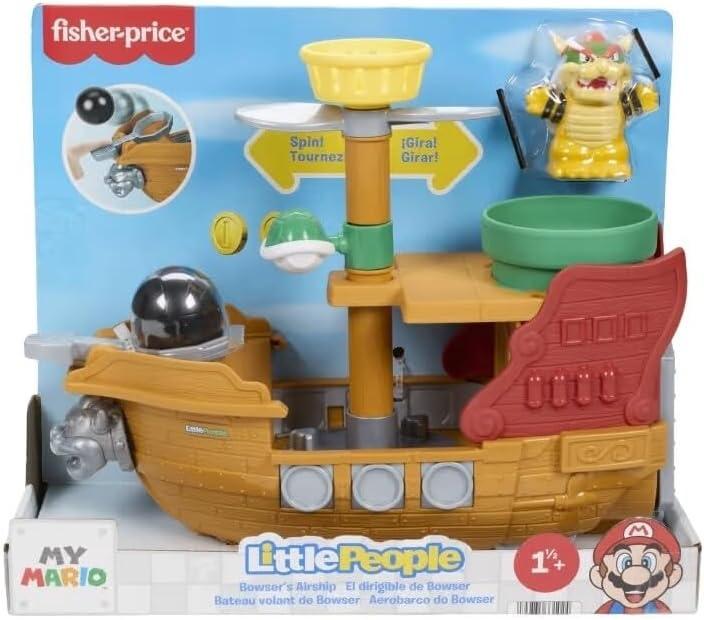 Fisher-Price Little People Toddler Toy My Mario Bowsers Airship Playset with Figure for Preschool Pretend Play Kids Ages 18+ Months
