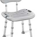 HOMLAND Shower Chair for Inside Shower with Removable Back, Adjustable Height, Non-Slip Heavy Duty Bath Chair for Bathtub, 350 lbs Shower Seat for Elderly and Disabled, Grey (Extra-Thick Seat Board)