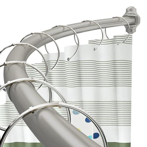 Chrsouly Curved Shower Curtain Rod, Adjustable 40-72 Inches Shower Rod, Rustproof Expandable Heavy Duty Round Shower Curtain Rod for Bathroom, Bathtub, Need to Drill, Nickel