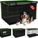 Dog Crate Cover - Anxiety Relief Sanctuary for 48 inch Crates, Professional Grade Thermal Insulation with Optimized Breathable Panel Design (Black - Opaque Window - 600D Basic)