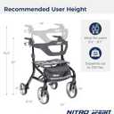 Drive Medical Nitro Sprint Foldable Rollator Walker with Seat - Lightweight Support - Large Wheels - Compact Folding Design - Adjustable Comfort - Standard Size - Black