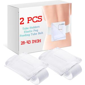 Tondiamo 2 Pcs Feeding Tube Holders Elastic PEG Feeding Tube Belt G Belt for Gastrostomy J PEG Peritoneal Dialysis Abdominal Pouch Pad Accessories, Adjustable and Washable, 28-43 Inch Waist
