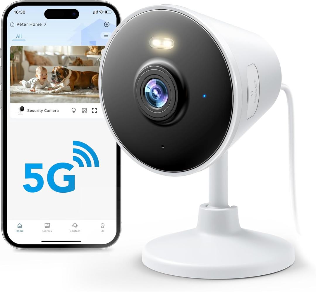 5G & 2.4G Indoor/Outdoor Security Camera for Home, Baby/Elder/Dog/Pet Camera with Phone App, WiFi Camera w/Spotlight Color Night Vision 2-Way Audio (5G&2.4GWhite)