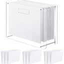 Dispowreath 12 Hanging File Folder with Acrylic Organizer for Desk Clear File Storage Box with Side Handles for Letter/ A4 Size 13.58'' x 5.5'' x 10.43'', Office Home Work Use